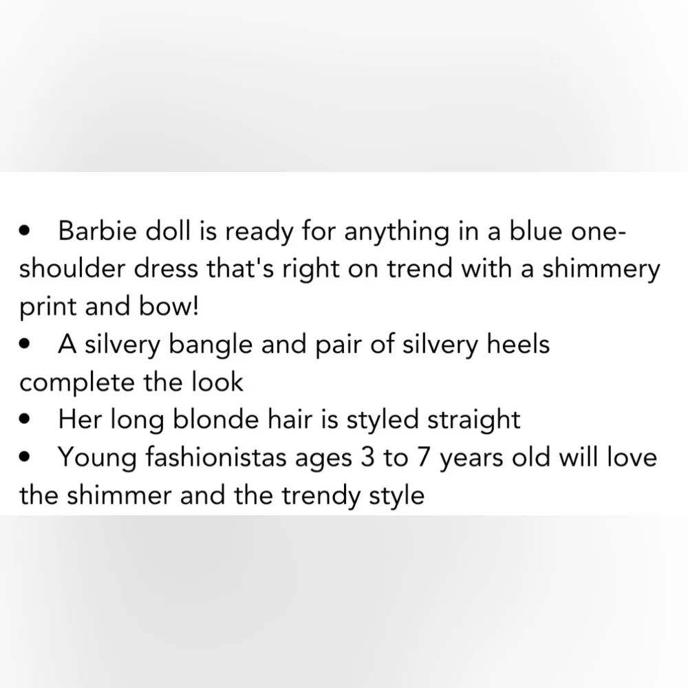 Barbie Mattel silver blue 1 shoulder sparkle dress blonde hair but eyes NIP